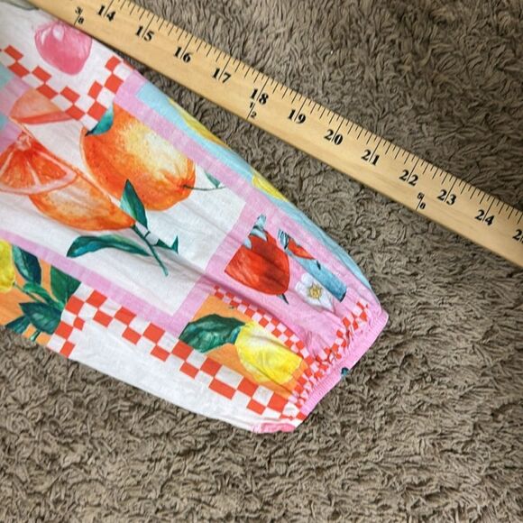 Made in Italy Fruit Print Cotton Wrap Top size S Artsy Colorful Maximalist Cute - Picture 5 of 8